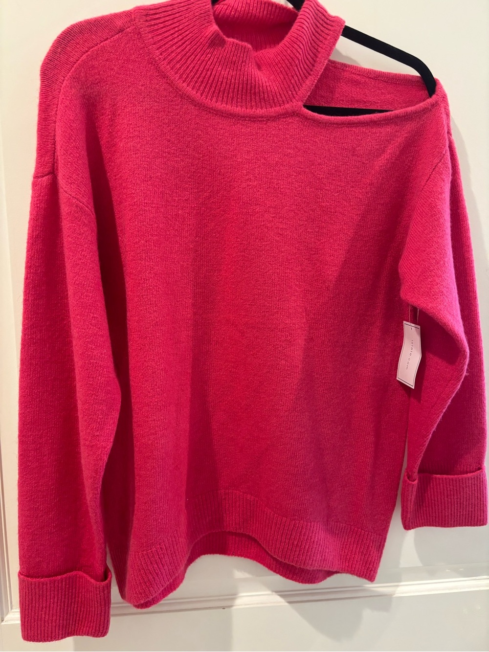 1. State Hot Pink Asymmetric Shoulder Sweater